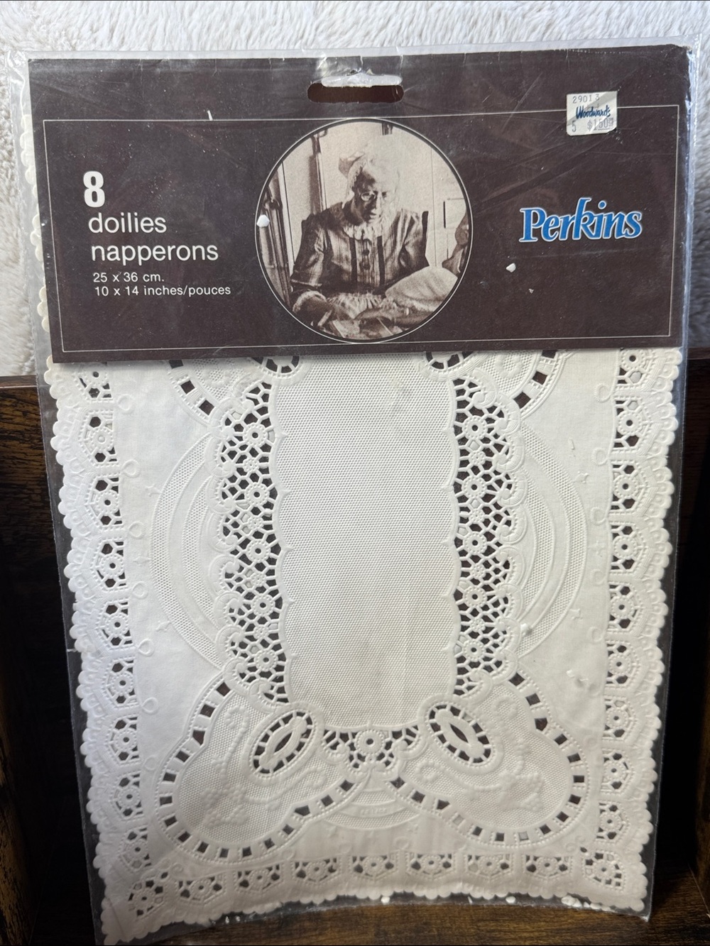 Vintage Perkins Paper Doilies White Set of 8